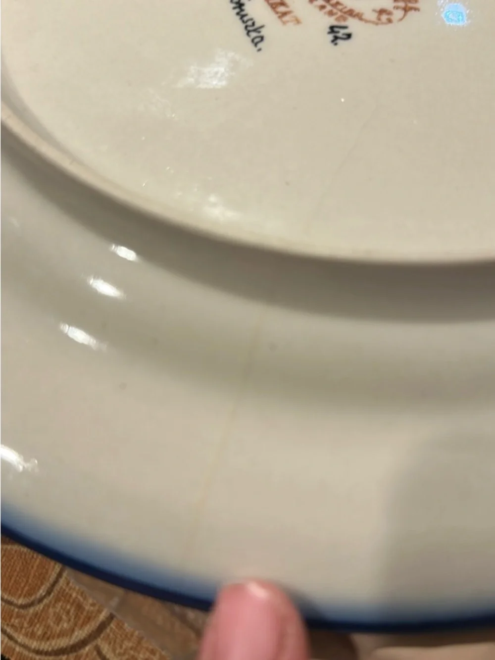 Polish pottery plate olive with crack for @rebeccaprate235 - Picture 4 of 4